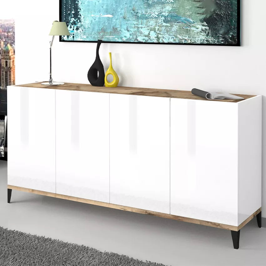 Credenza Moderna a 4 Ante, Design Made in Italy - 160x40x82 cm