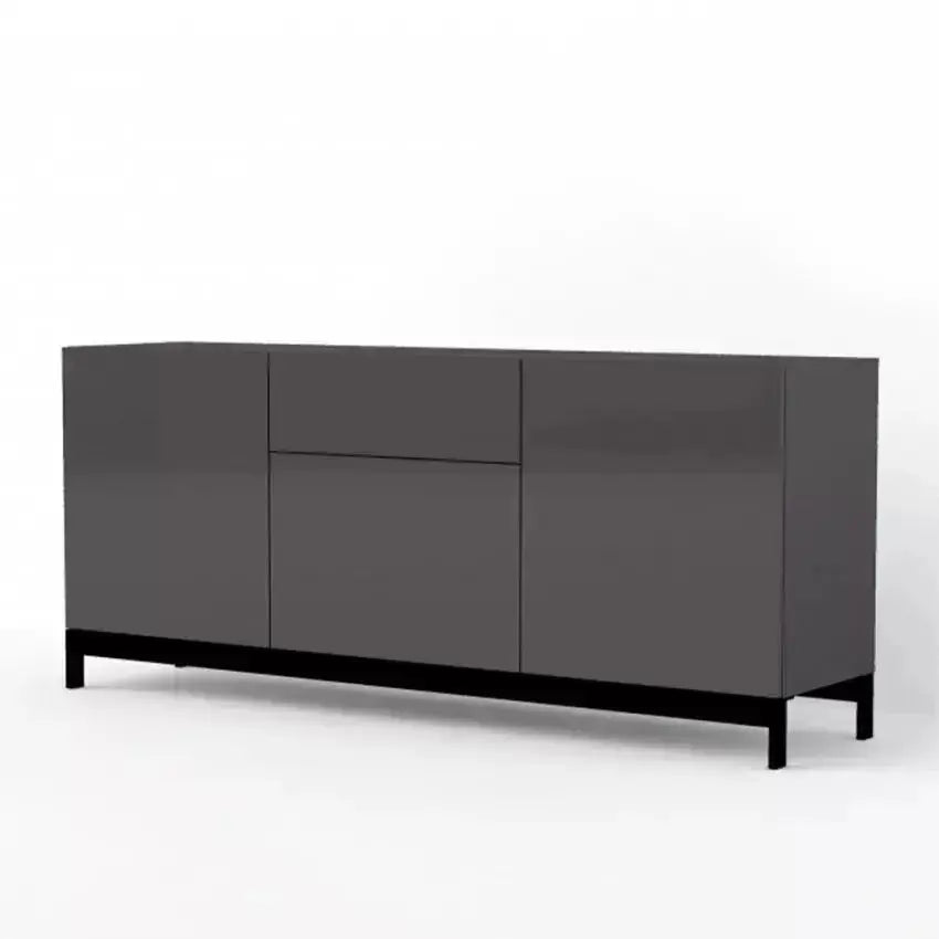 Credenza Metis 3 Ante + 1 Cassetto 170 x 42 x 72 cm - Antracite Lucido