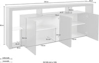 Credenza ESSENTIAL 4 Ante 220 cm - Mobile Moderno con Ripiani in Vetro e Spazi Capienti