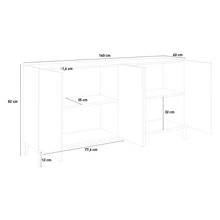 Credenza Moderna a 4 Ante, Design Made in Italy - 160x40x82 cm