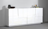 Credenza PONGO 4 Ante 200 cm - Mobile Moderno con Ripiani Spaziosi e Design Geometrico