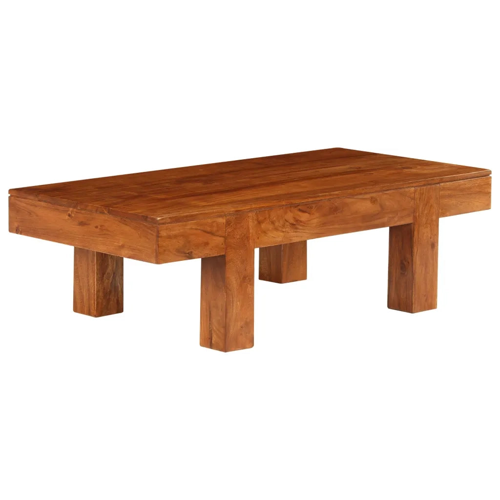 Tavolino da Salotto-Tavolino da soggiorno-Tavolo in Legno Acacia Finitura Ambra 110x55x35 cm 240376