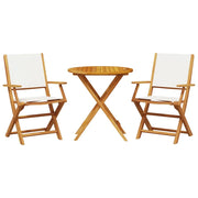 Set da Bistrot 3pz | Set Salotto da Giardino Bianco Crema in Tessuto e Legno Massello