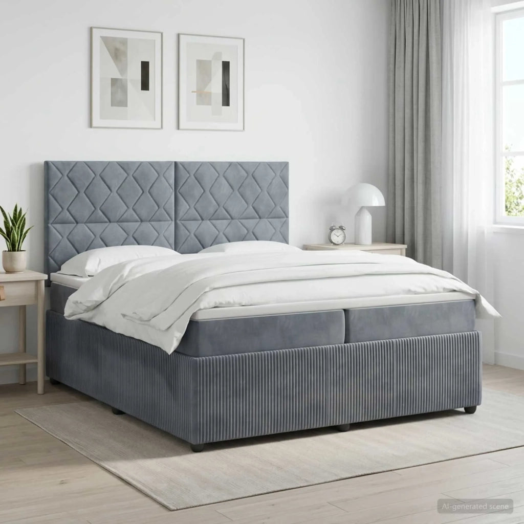 Letto box spring con materasso Grigio Scuro 200 x 200 cm 3454680