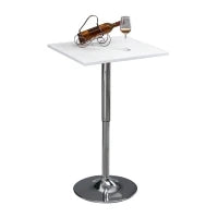 Tavolo da Bar Regolabile in Altezza, con Piano Girevole a 360° e Base in Metallo Stabile, Bianco