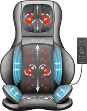 Cuscino per seggiolino con massaggio shiatsu, rotazione dei ginocchi, vibrazione e compressione d'aria - massaggio del collo, spalle, schiena, glutei, cosce - funzione di riscaldamento del materassino di massaggio