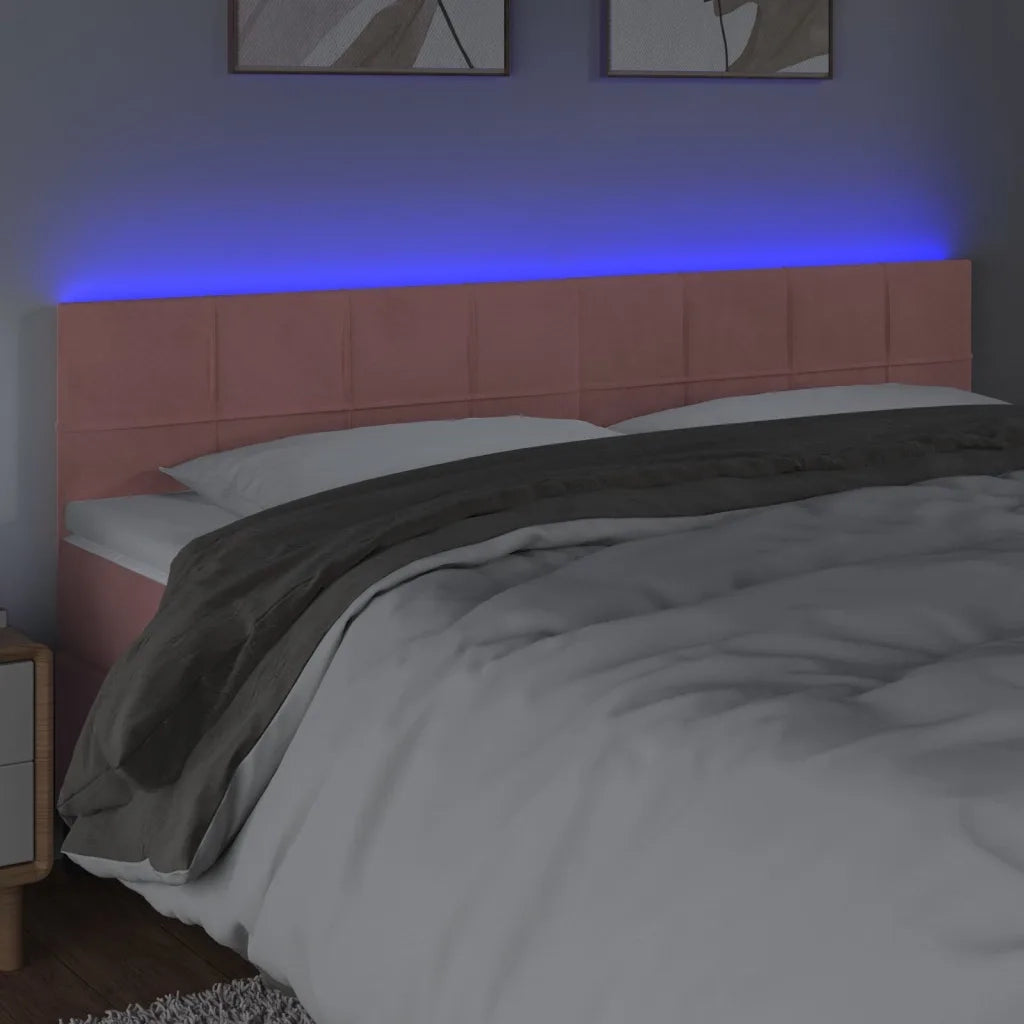 Testiera | Testata a LED Rosa 160x5x78/88 cm in Velluto
