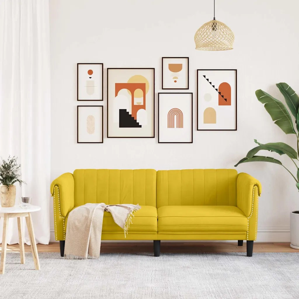 Divano | Divano da soggiorno | Sofa a 2 Posti Giallo in Velluto