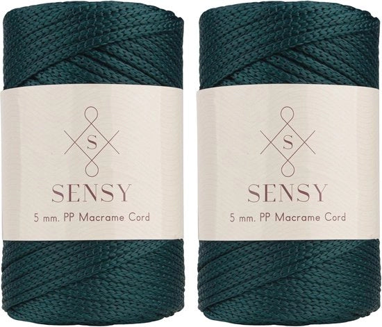 Tessuto in poliestere 5 mm per macramé e ricamo - verde bosco - Ideale per il fai da te
