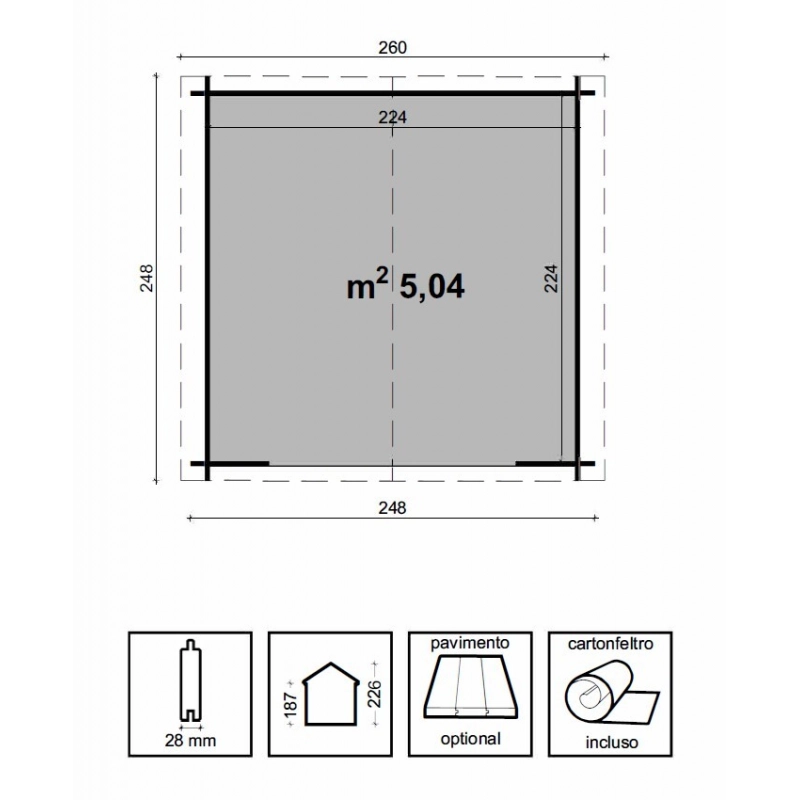 Casetta Noemi Cm 250X250 Losa