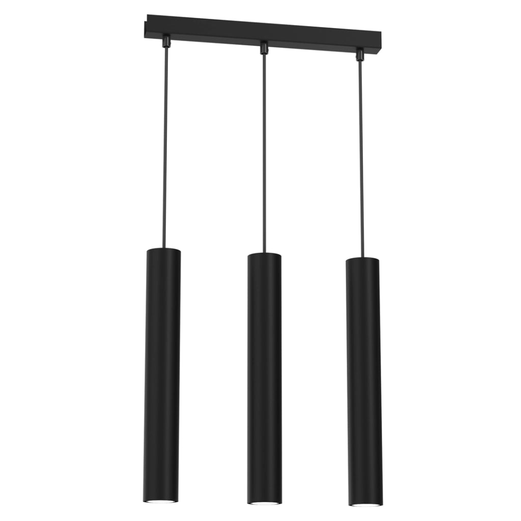 Lampada sospensione tubolare nera 3xGU10 Milagro Hudson