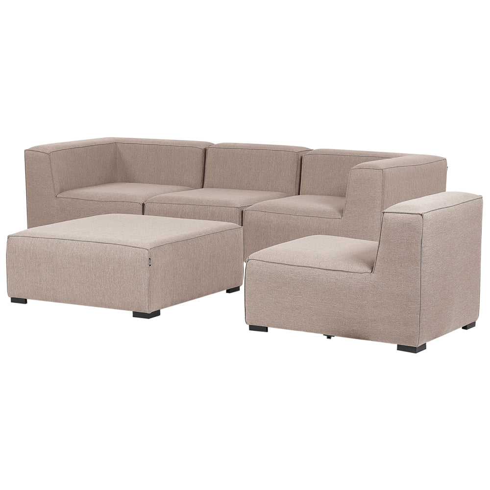 Set divano ad  per interni ed esterni Rivestimento in tessuto beige salotto da giardino ottomana
