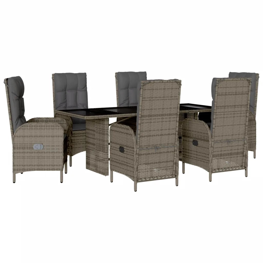 Set da Pranzo da Giardino 7 pz con Cuscini in Polyrattan Grigio 3213527