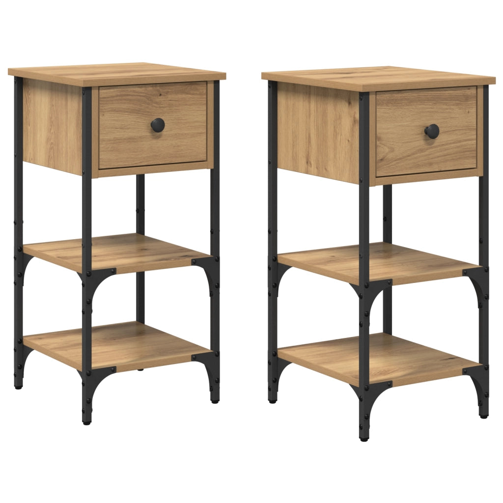 Comodini 2 pcs Rovere Artigianale 34x36x70 cm Legno ingegnerizzato