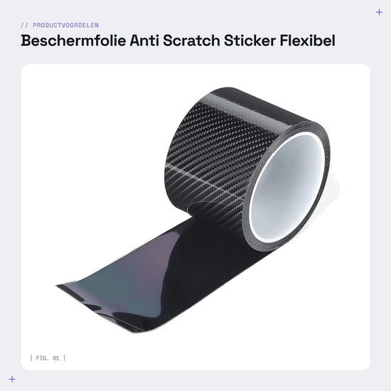 Foglio di protezione flessibile e duraturo - accessorio per auto - in fibra di carbonio - protezione contro graffi - facile da installare - 3cm x 3m - adesivo per auto