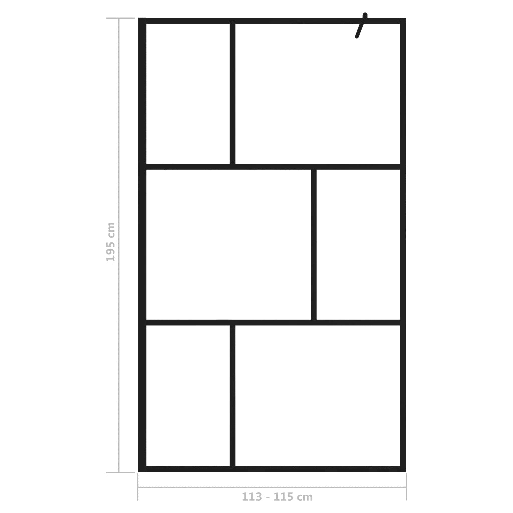 Parete per Doccia Walk-in in Vetro Temperato Nera 115x195 cm 149155