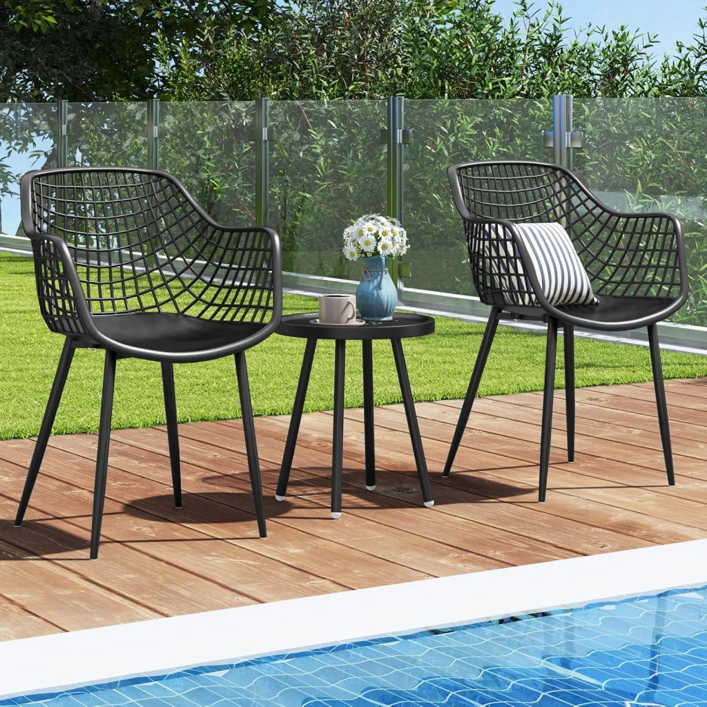 Set di 3 mobili da giardino per balconi e terrazze, 2 poltrone con tavolo, resistente alle intemperie, per piccoli spazi esterni