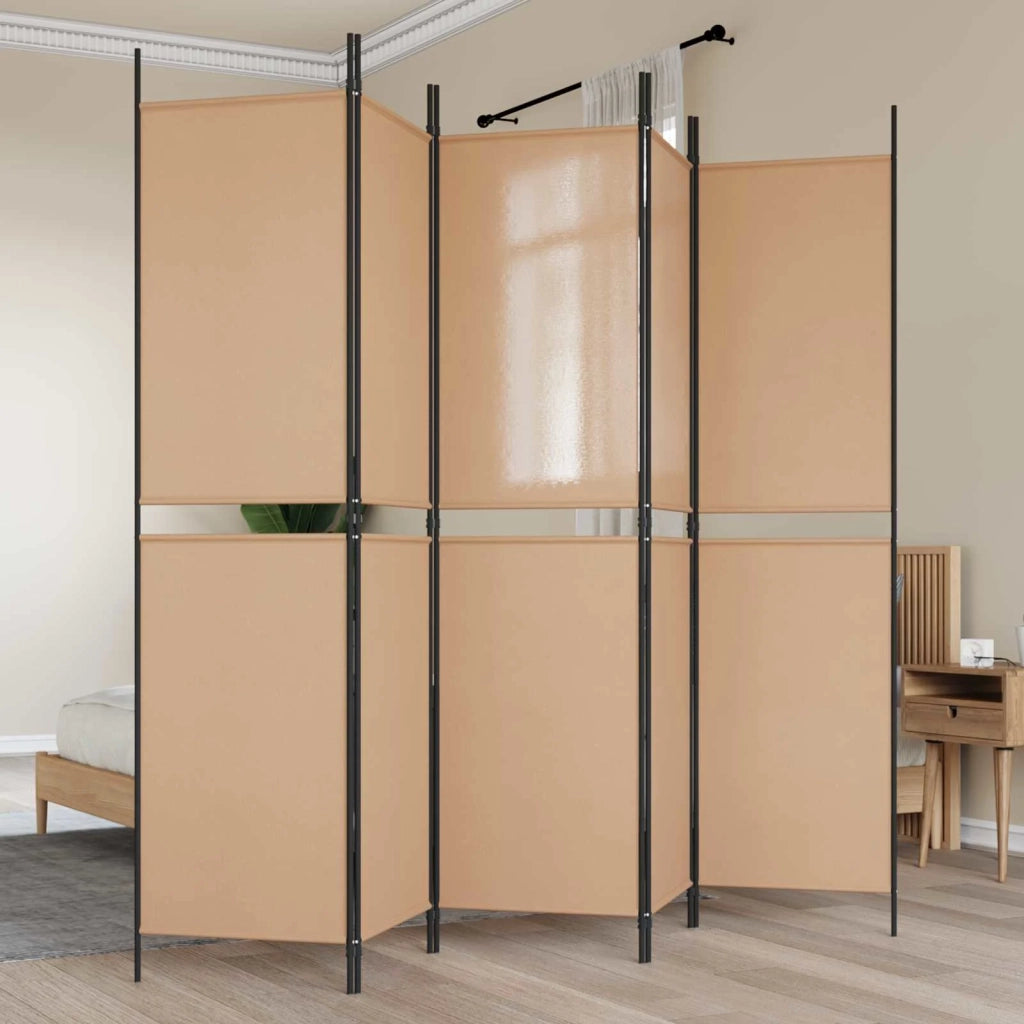 Pannello divisorio a 5 parti Beige 250 x 200 cm Tessuto 42039221