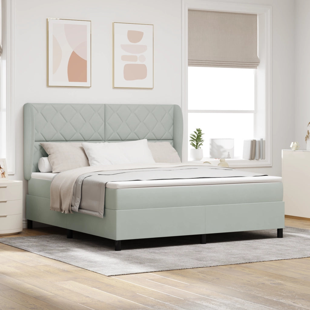 Letto Box Spring con Materasso Grigio Chiaro 180x200 cm in Velluto