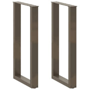 Gambe per tavolo da bar a forma di U 2 pz in acciaio naturale 50x(90-91) cm