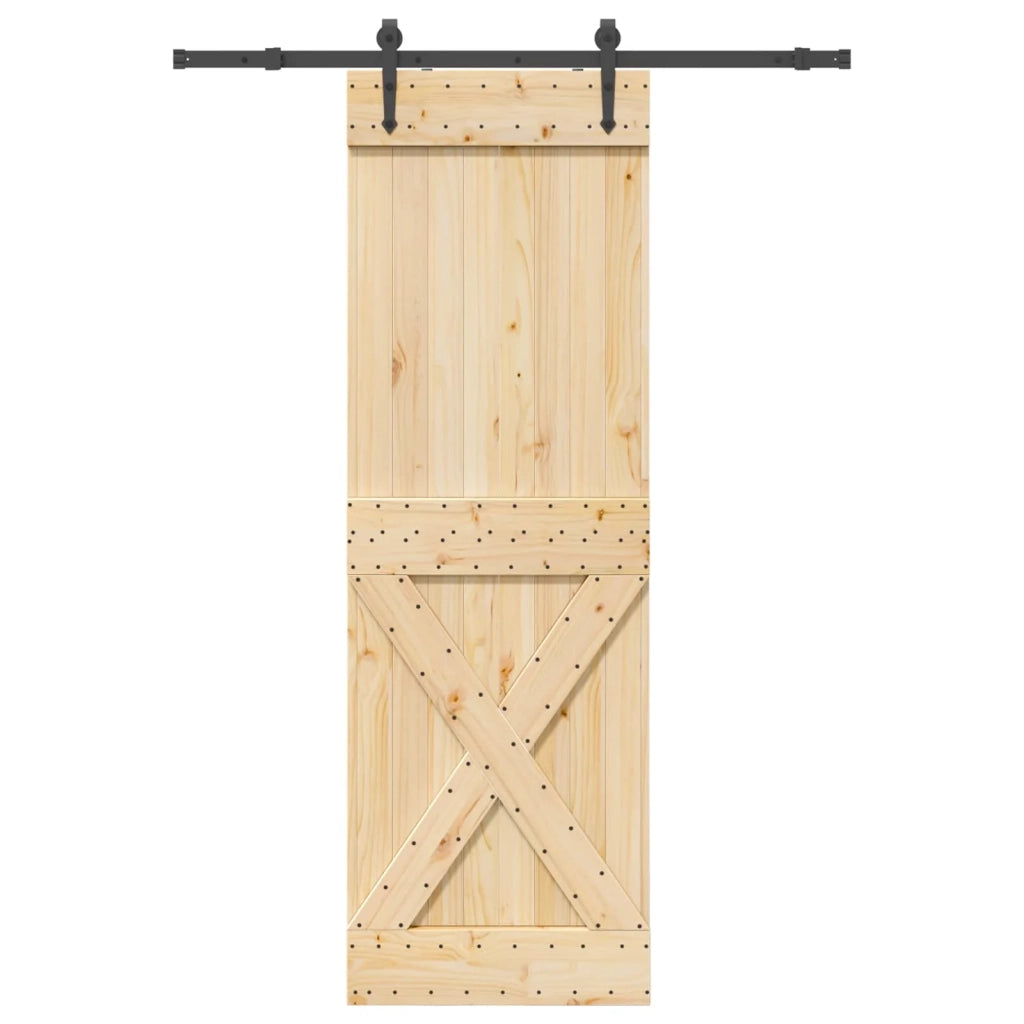 Porta scorrevole NARVIK Naturale e Nero 70 x 210 cm (152,5 cm) 3445383