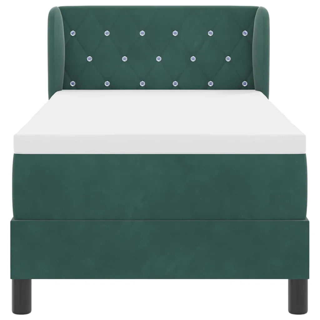 Letto a molle con testiera Verde scuro 80 x 200 cm Velluto 3340307