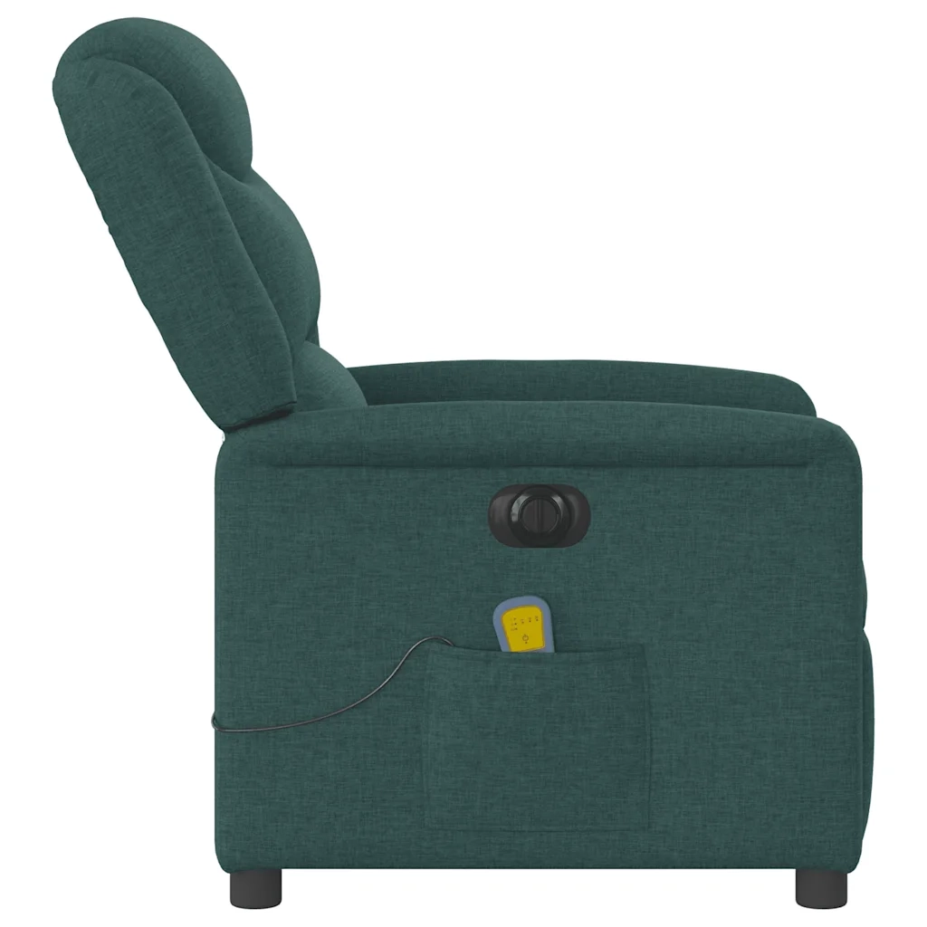 Poltrona Massaggiante Reclinabile Elettrica Verde Scuro Tessuto 3303190