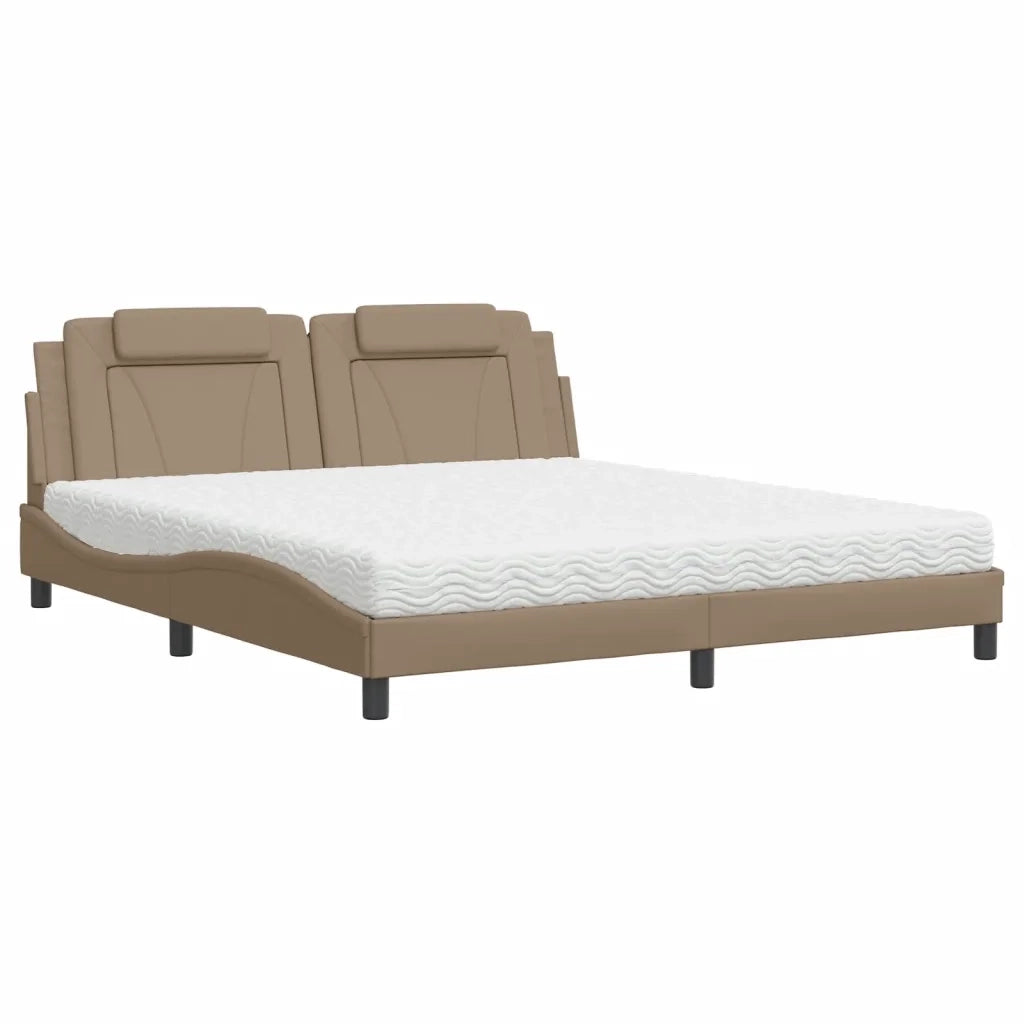 Letto Viana con Materasso Cappuccino 180x200cm Similpelle 3208814