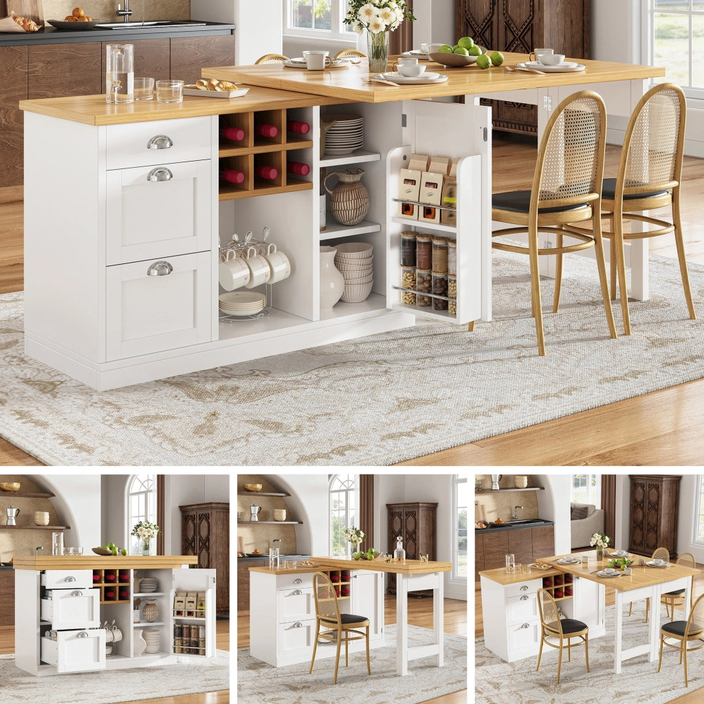TAVOLO BAR ESTENSIBILE 120-197x40x74 cm Bianco in MDF