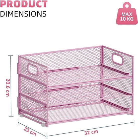 Organizzatore per ufficio a 3 livelli con maniglia per cartellino - Cassetto per ufficio - Accessori per ufficio a rete - Supporto per riviste - Rosso