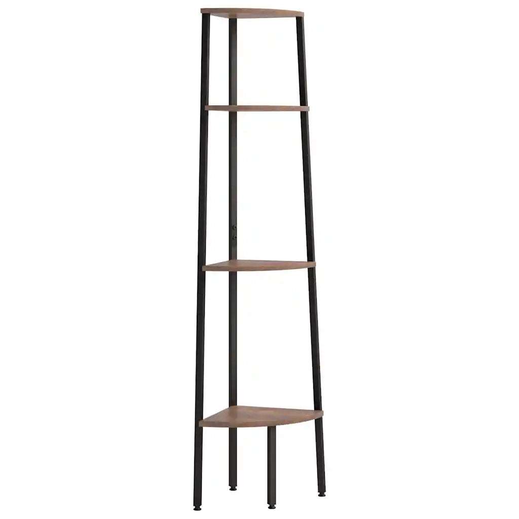 Scaffale angolare a 4 ripiani marrone scuro e nero 45,5x31,5x150 cm CFW2362753