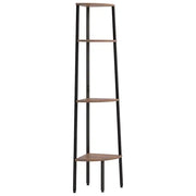Scaffale angolare a 4 ripiani marrone scuro e nero 45,5x31,5x150 cm CFW2362753