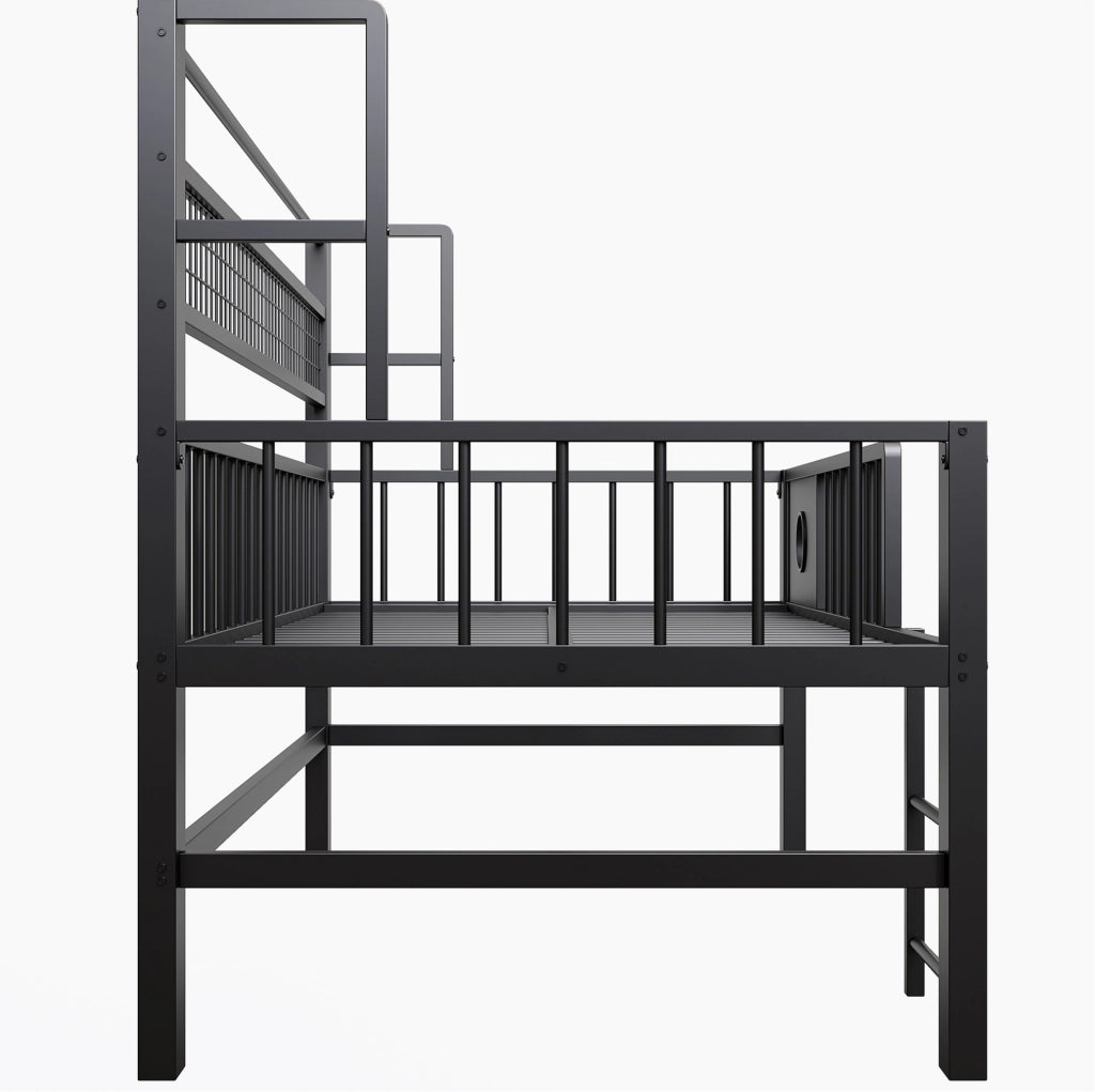 Letto a soppalco basso per bambini 90x200 cm in metallo nero