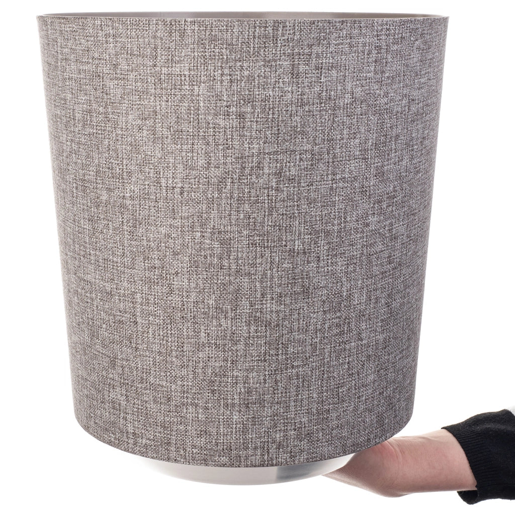 Vaso da fiori KADAX, rotondo, color tortora, con motivo in tessuto, 30 cm