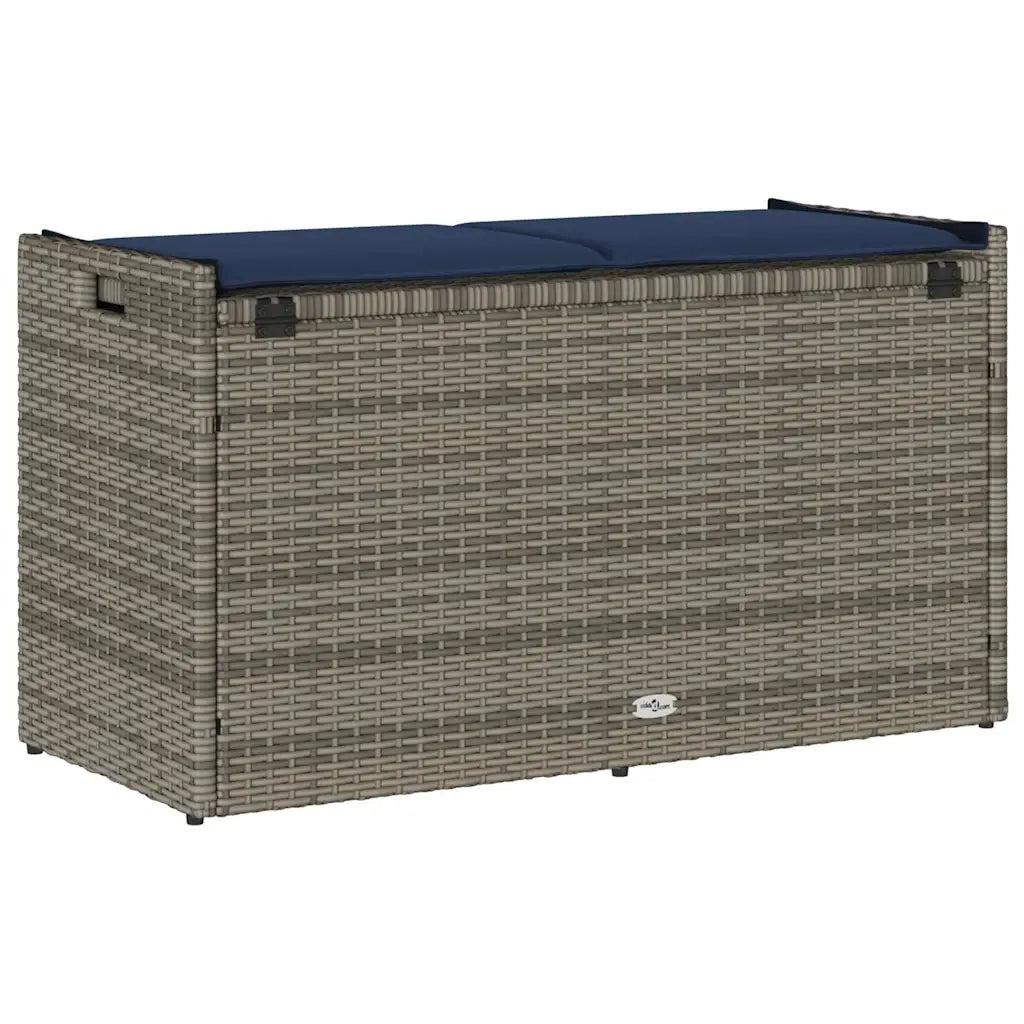 Cassapanca da Esterno con Cuscino-Baule-Panca con Contenitore Grigia 100 cm in Polyrattan 405095