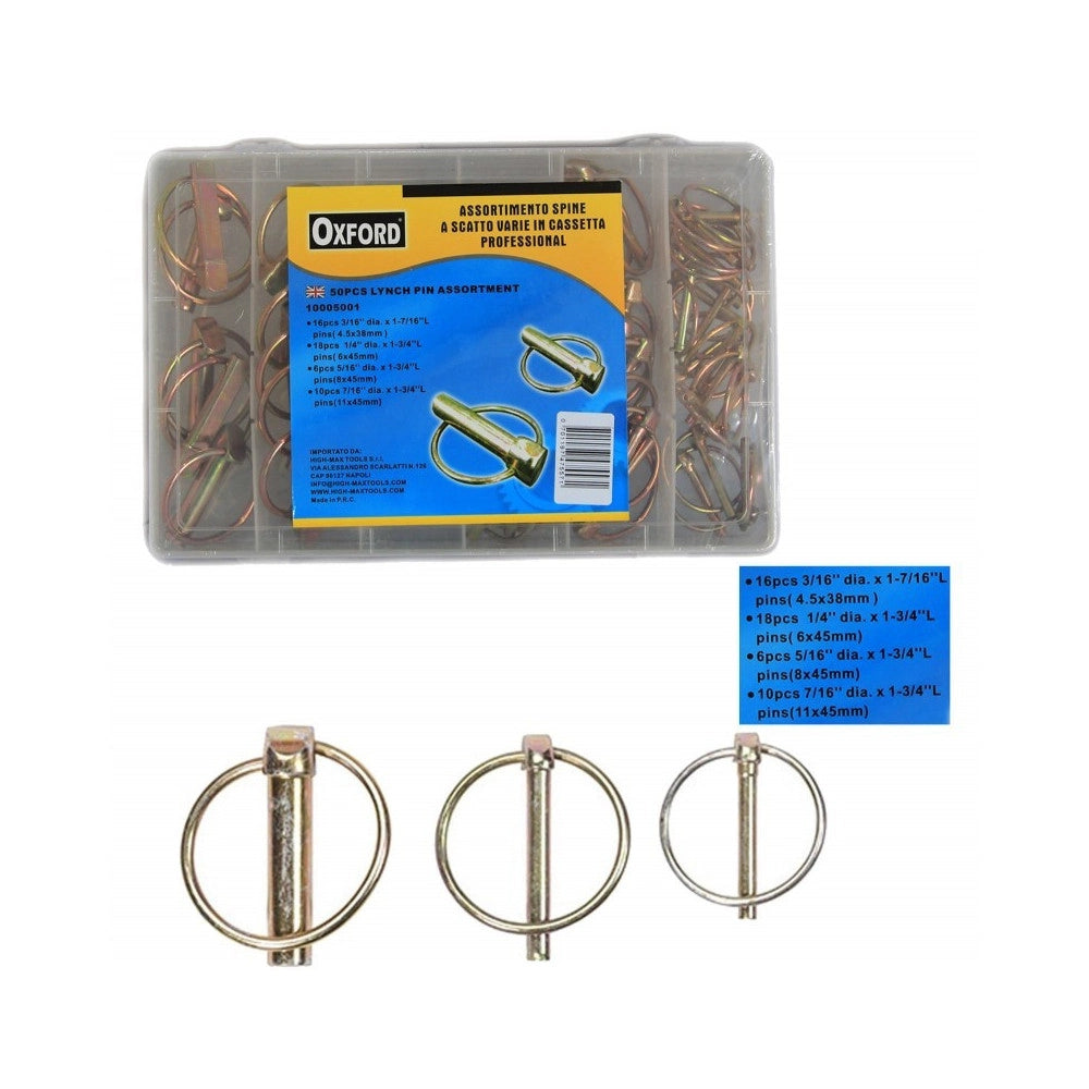 Trade Shop - Kit Set Assortimento 50 Spine Coppiglie A Scatto Fermi Coppiglie Perni Spinotti -
