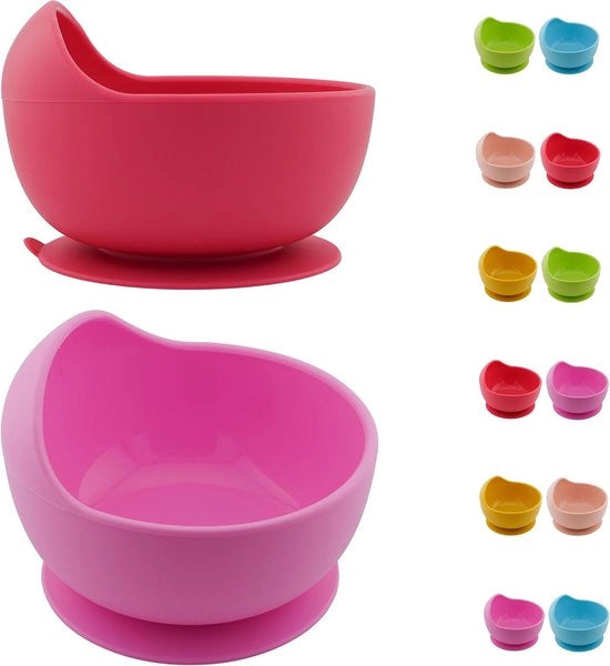 Pappa per bambini con morsetto di silicone, ciotola per bambini e bambini in età prescolare a partire dai 6 mesi, pappa per bambini con morsetto di silicone (ciotola (punch rosa e lilla))