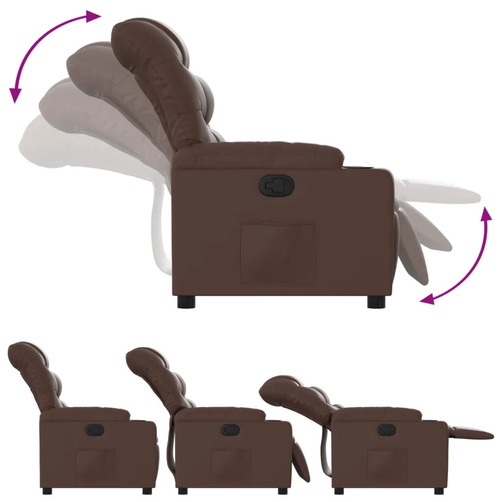 Poltrona Reclinabile Marrone in Similpelle 374135