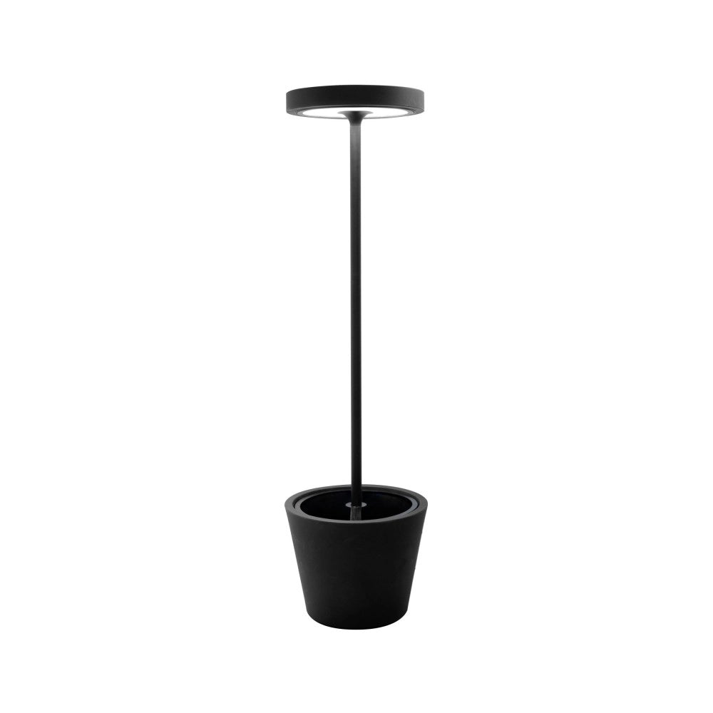 Poldina Reverso Solar L Nera - Lampada a led da terra solare e ricaricabile 11,7W - Piantana da esterno e interno H.156cm