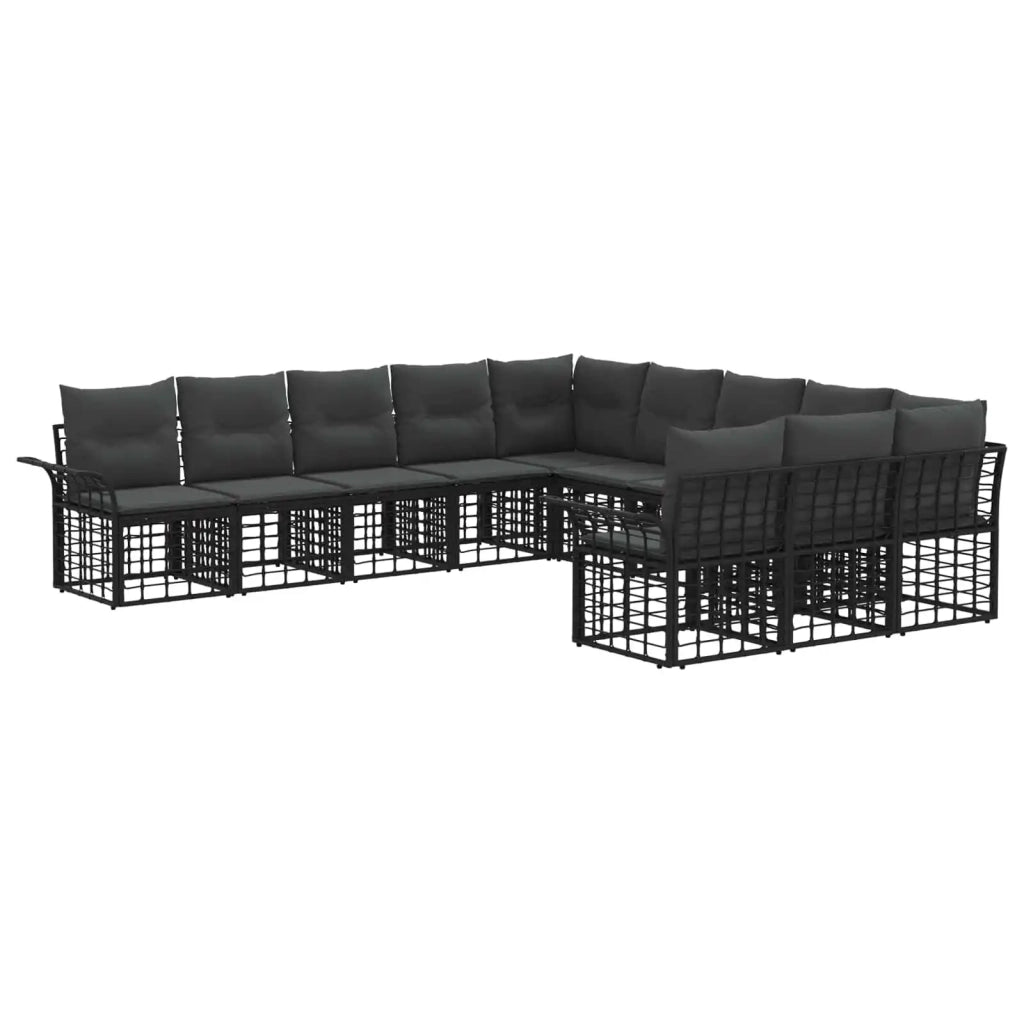 Set di divani da esterno 11 pcs Nero e Grigio scuro Poliestere 3437781