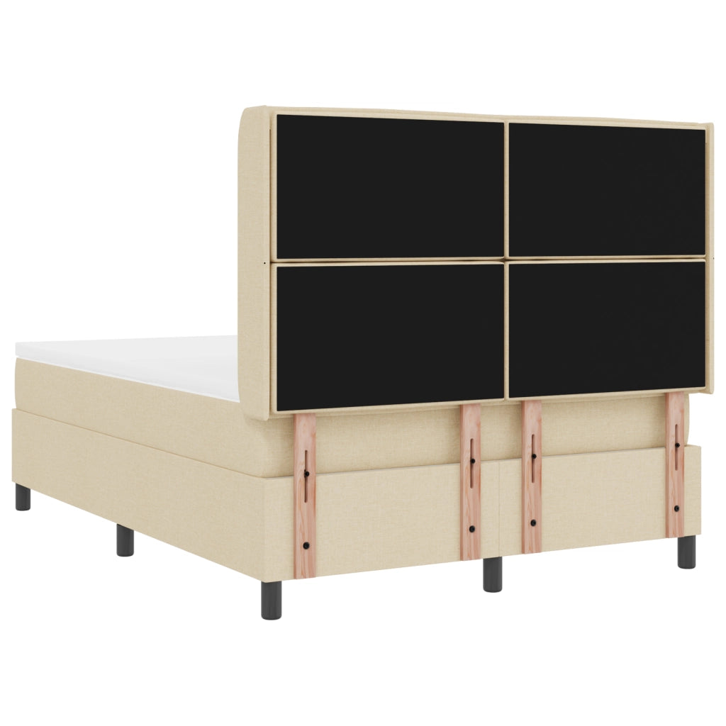 Letto Box Spring con Materasso Crema 140x190 cm Tessuto