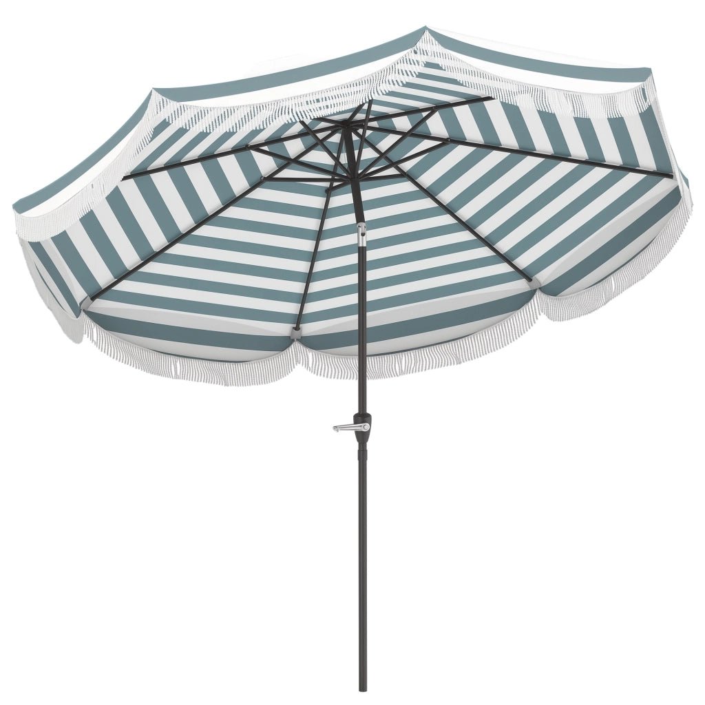 Ombrellone da giardino inclinabile 2.7m UPF 30+ ¨C zephmum ¨C 8 baleine blu chiaro e bianco
