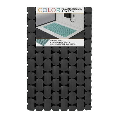 Tappetino antiscivolo doccia nero 40x73 cm in plastica Spring