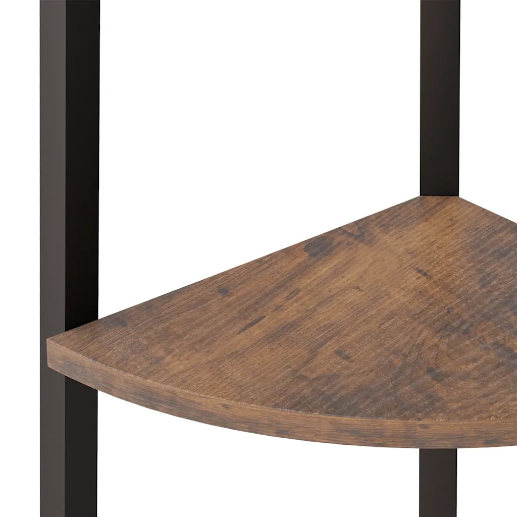 Scaffale angolare a 4 ripiani marrone scuro e nero 45,5x31,5x150 cm CFW2362753