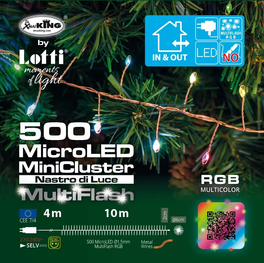 MiniCluster 6cm Multiflash RGB 500 MicroLED 4+10 m cavo