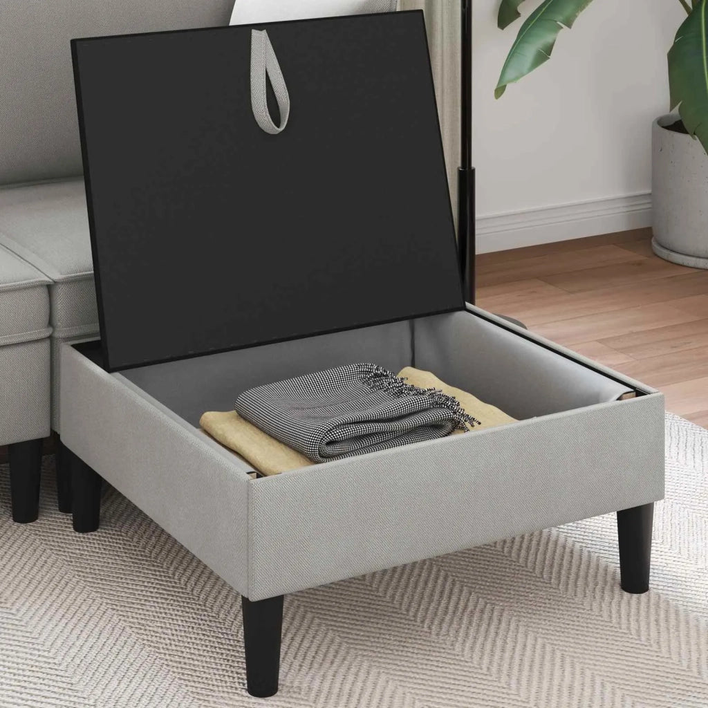 Pouf con Storage Grigio chiaro Velluto