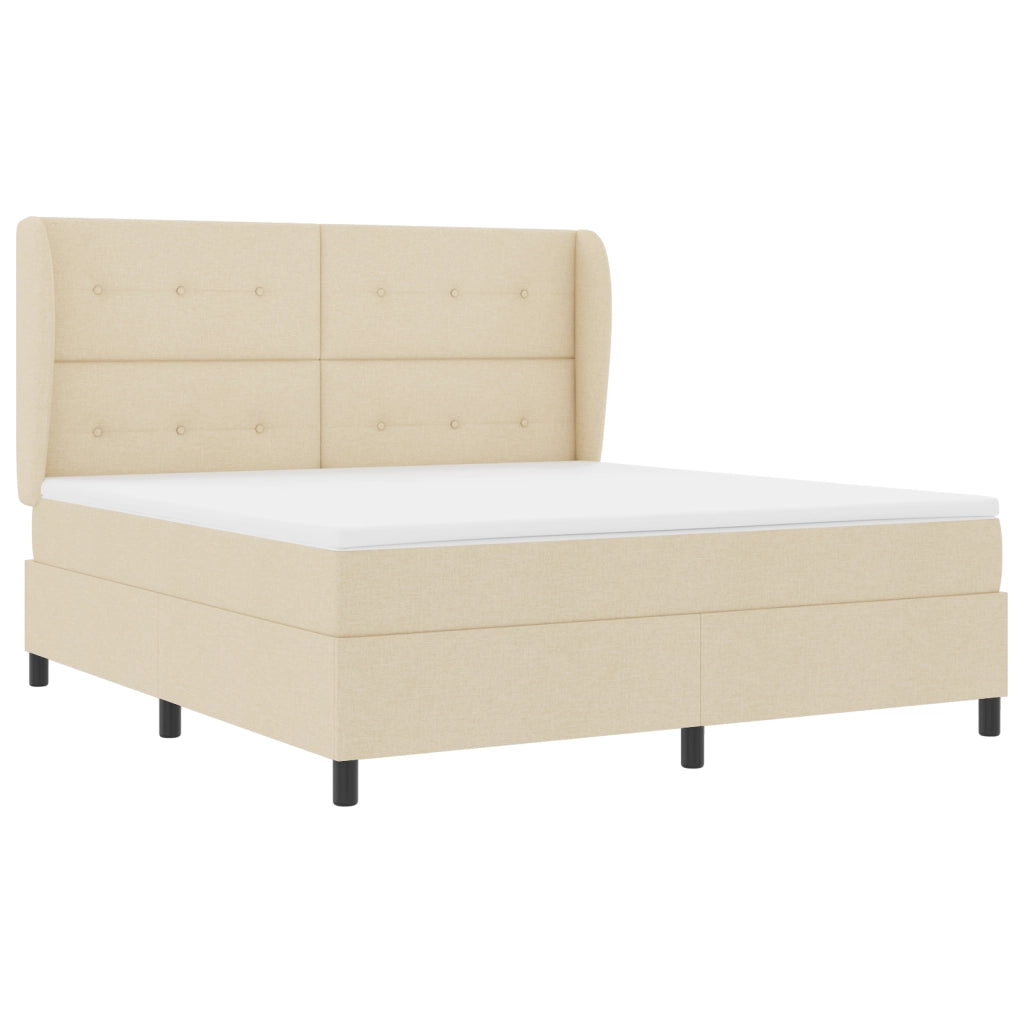 Letto Box Spring con Materasso - Crema 180x200 cm Tessuto