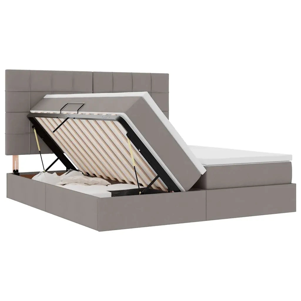 Letto con Contenitore con testiera Tortora 180 x 200 cm Tessuto