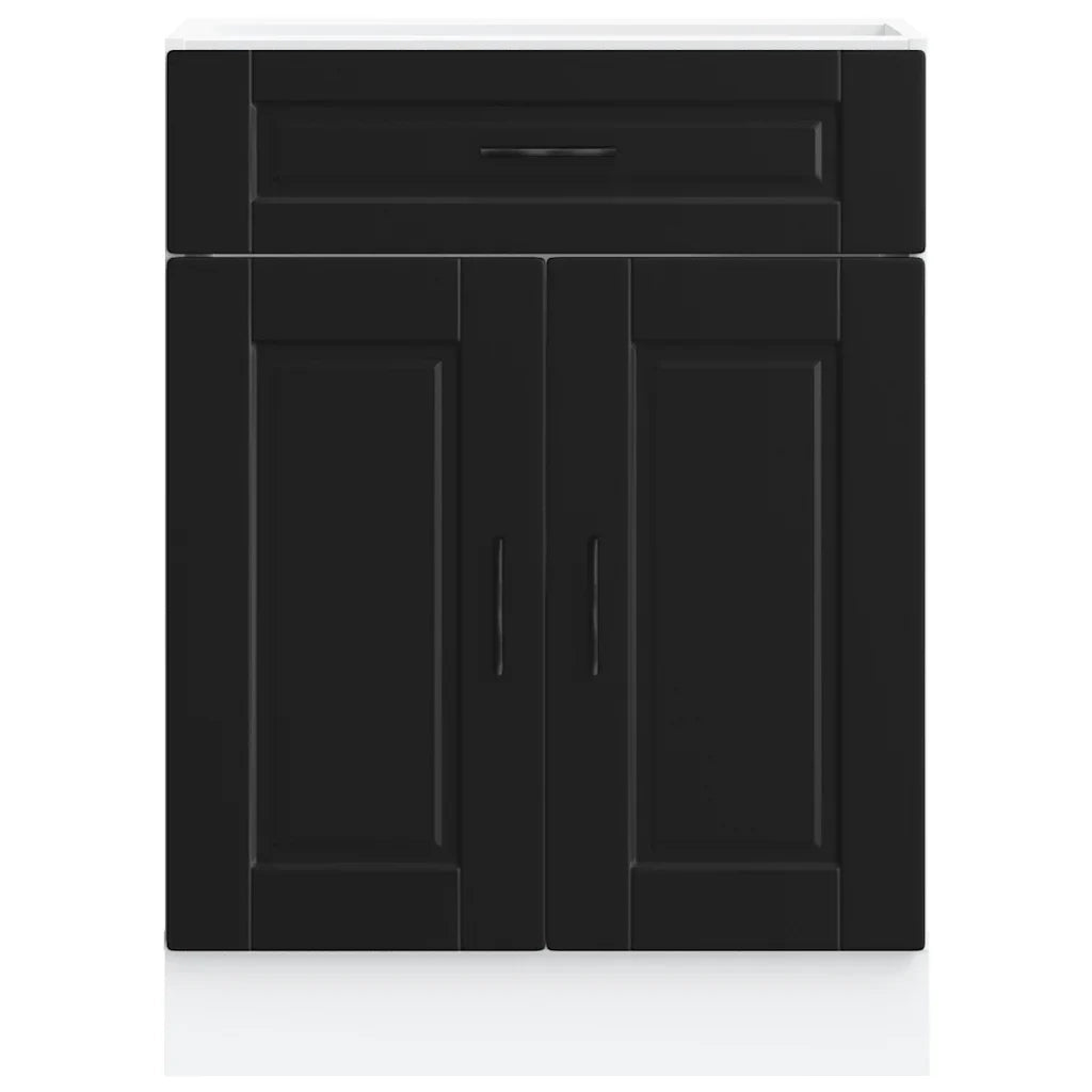 Mobile da cucina moderno con ampio spazio contenitivo 60 x 46 x 81,5 cm legno composito nero 02_0050273
