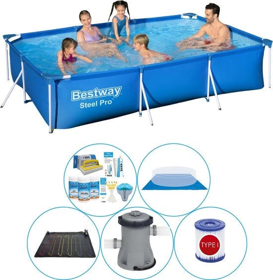 Pacchetto Piscina - 6 pezzi - Acciaio Rettilineo 300x201x66 cm